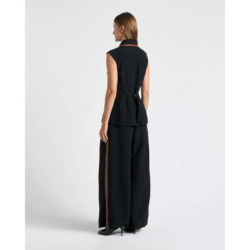 Cue Linen Blend Zip Front Top image number 1